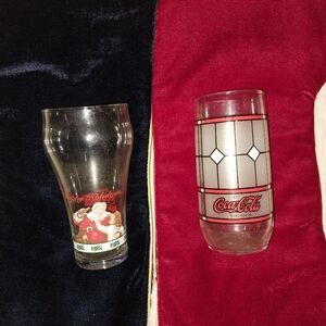 Coke holiday glass 1996 Coca cola frosted stained glass- Tiffany